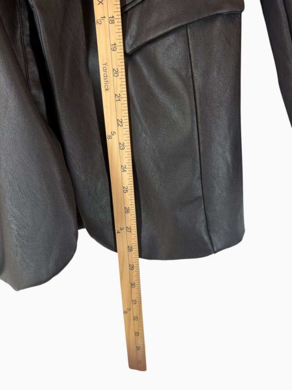 Naked Wardrobe Faux Leather Blazer Brown Jacket Size M Hook Closure - Picture 9 of 9